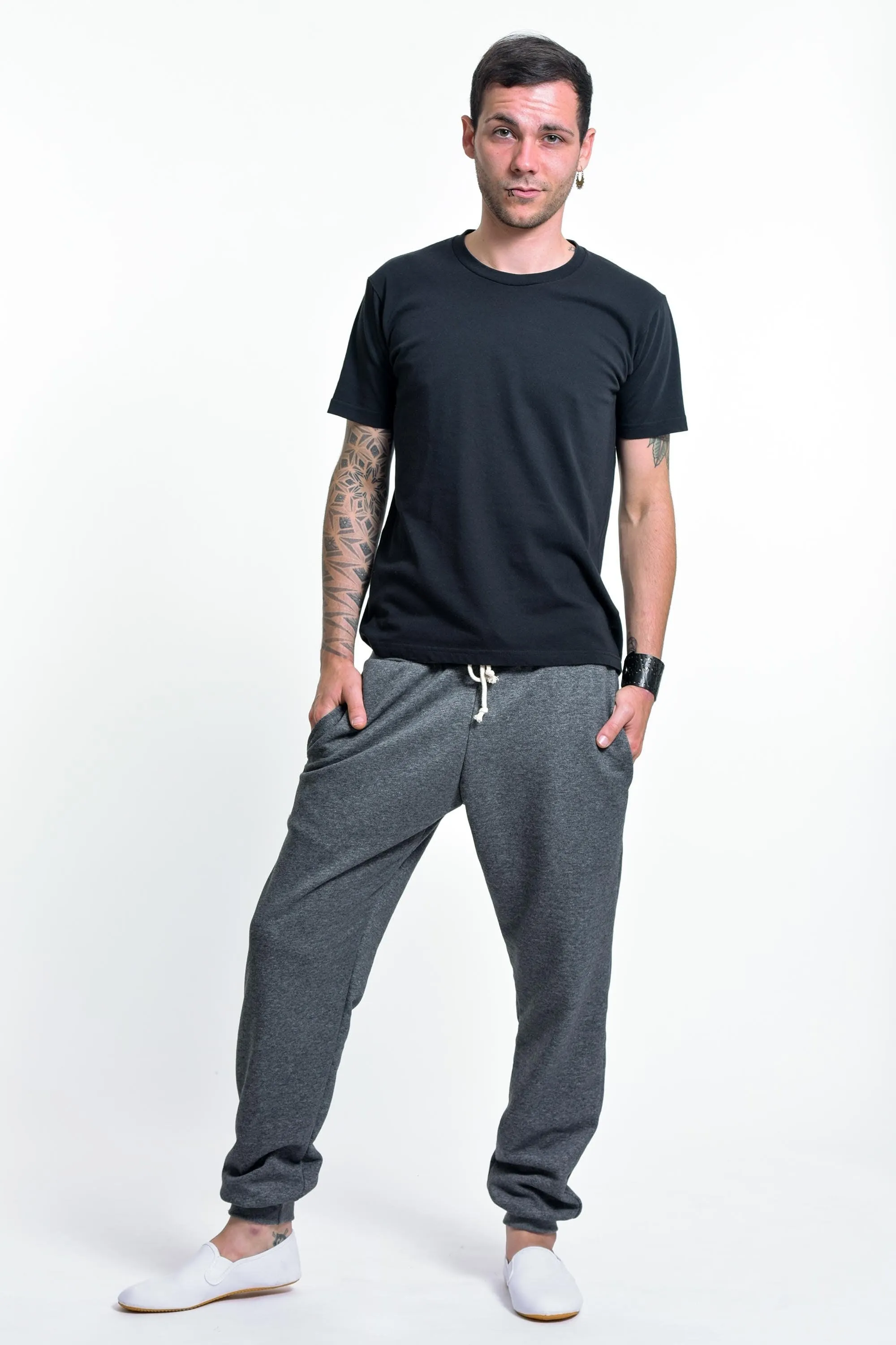 Unisex Terry Pants with Aztec Pockets in Black