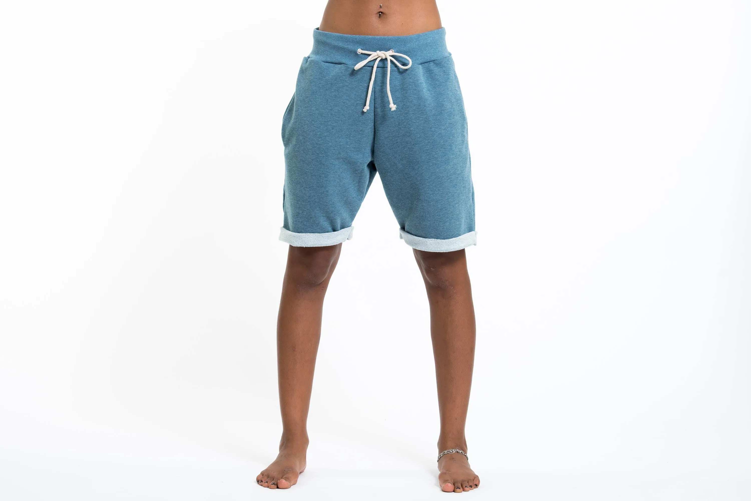 Unisex Terry Shorts with Aztec Pockets in Blue