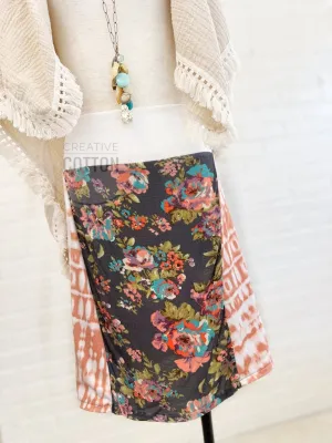 Vintage Modern Floral Funky Knit Skirt