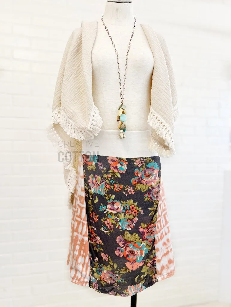 Vintage Modern Floral Funky Knit Skirt