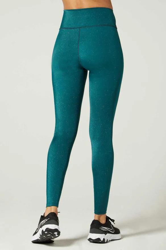 Wear It To Heart Bowie High Waist Legging - Teal Nova Sparkle