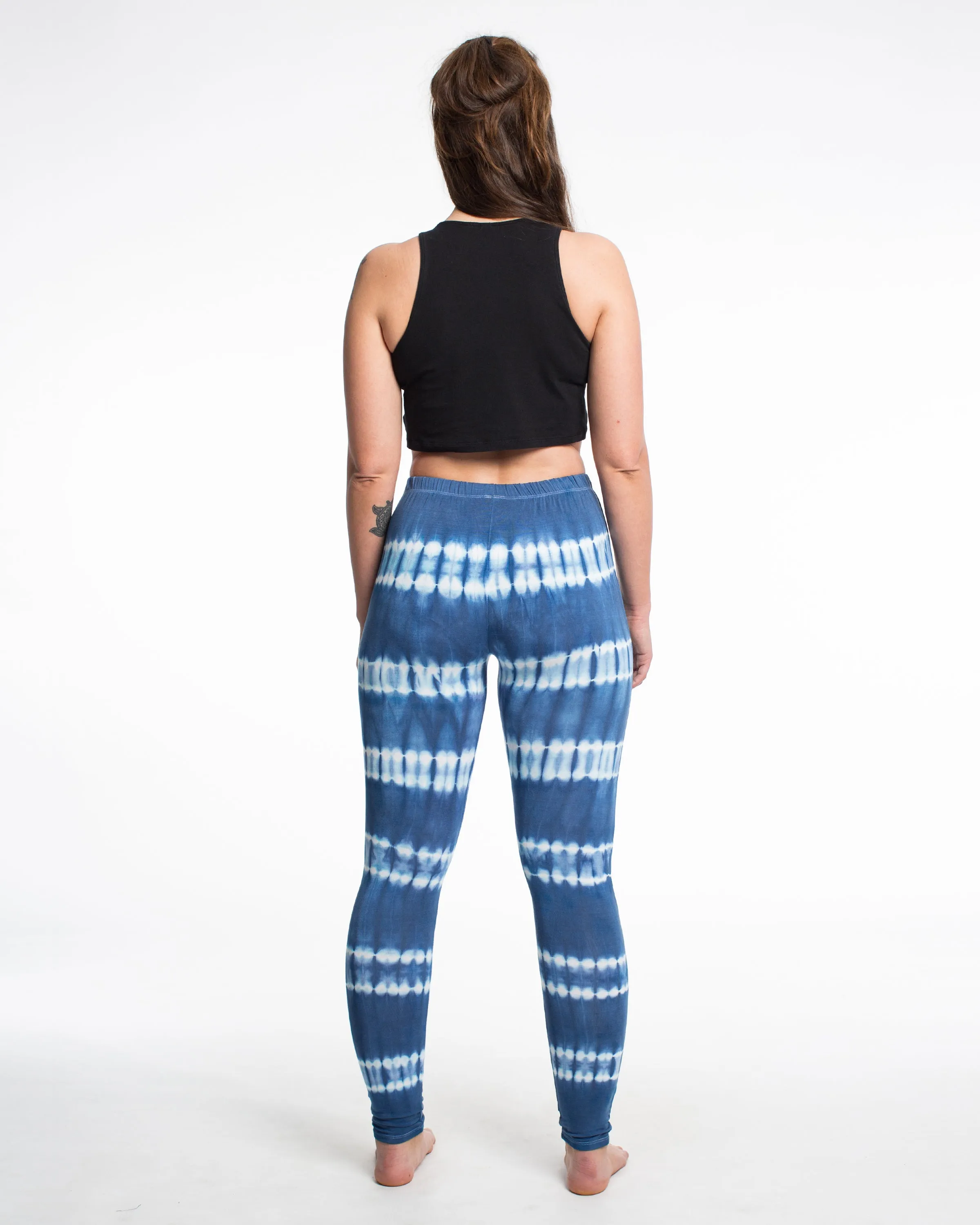 Womens Tie Dye Yoga Leggings in Blue White