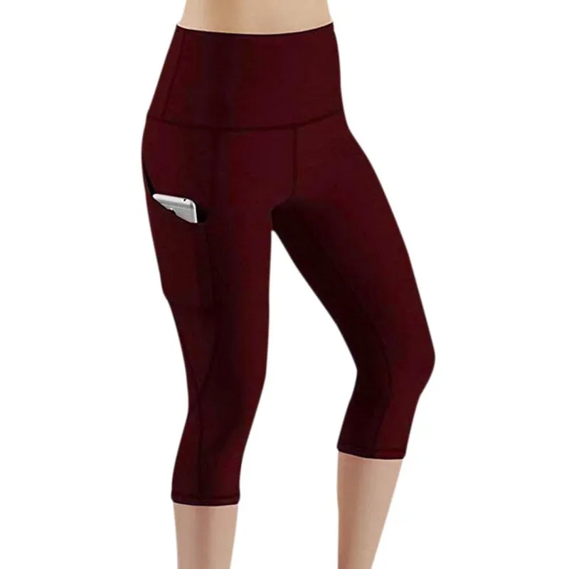 Womens Tummy Control High Waist Yoga Pants with Pockets