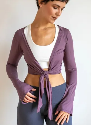 Yoga Wrap Ballet Jacket w/ Front Tie in Amethyst